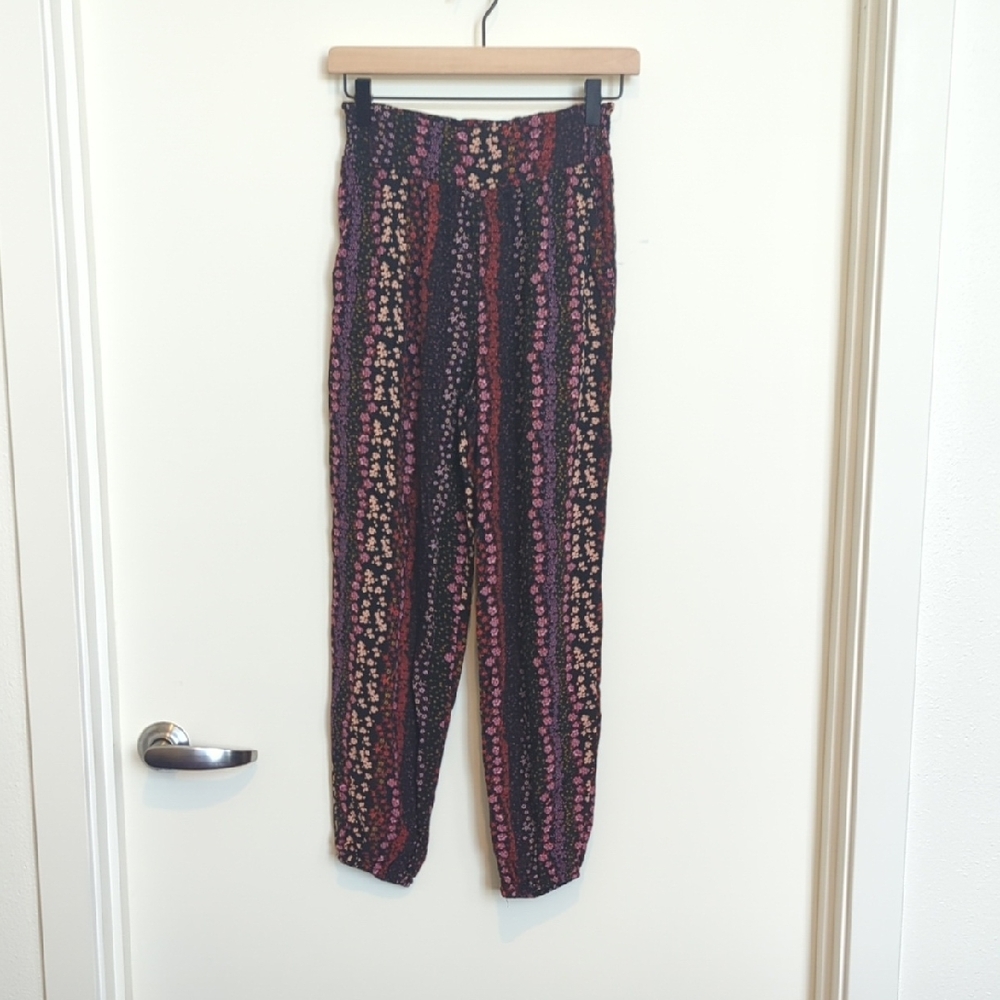 SO Black and Floral Soft Pants with Pockets